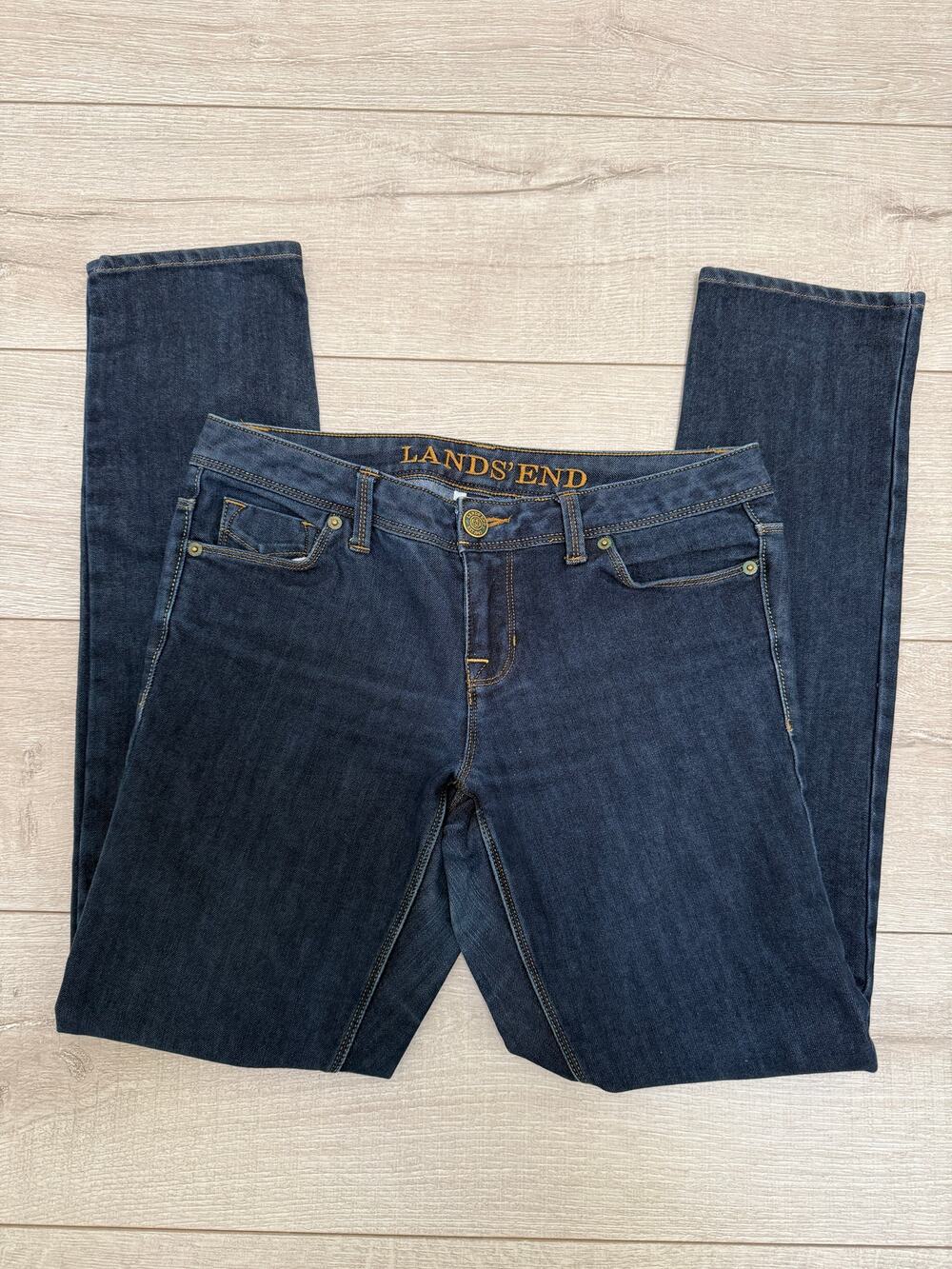 Lands' End Women's Dark Wash Straight Leg Jeans, Size 4